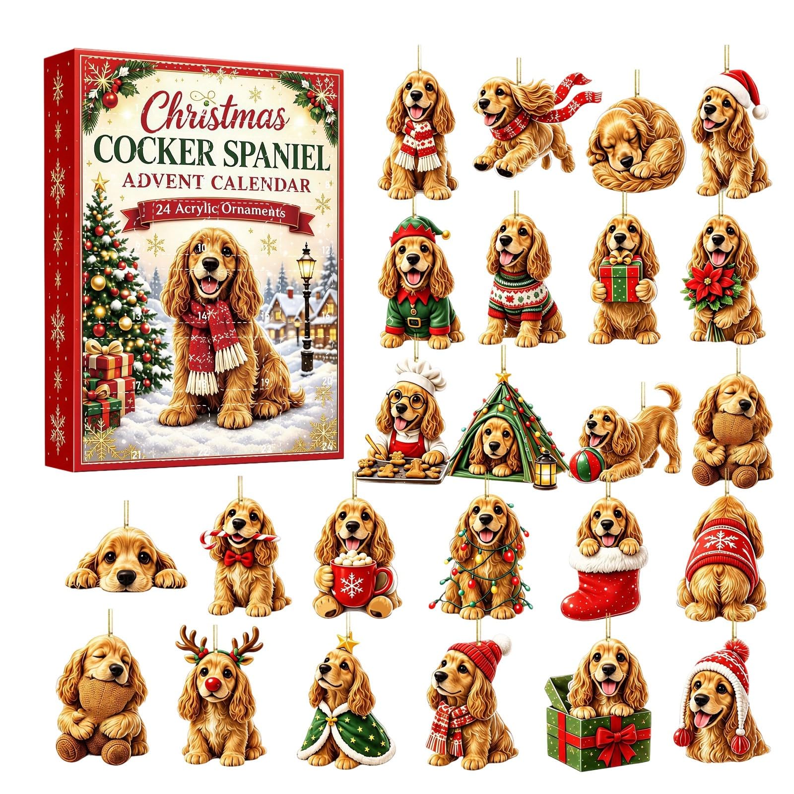 Cocker Spaniel Dog Advent Calendar 2026, 24 Day Christmas Holiday Countdown