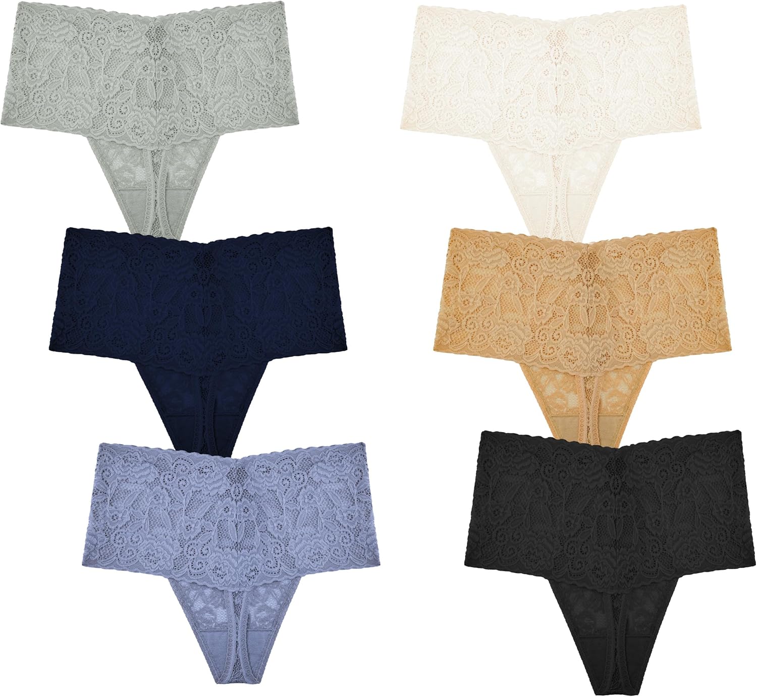 Umiehary High Waist T Back Lace Fashion & Retro Thick Band Women Thongs with Multiple Colors Plus Size - Image 6