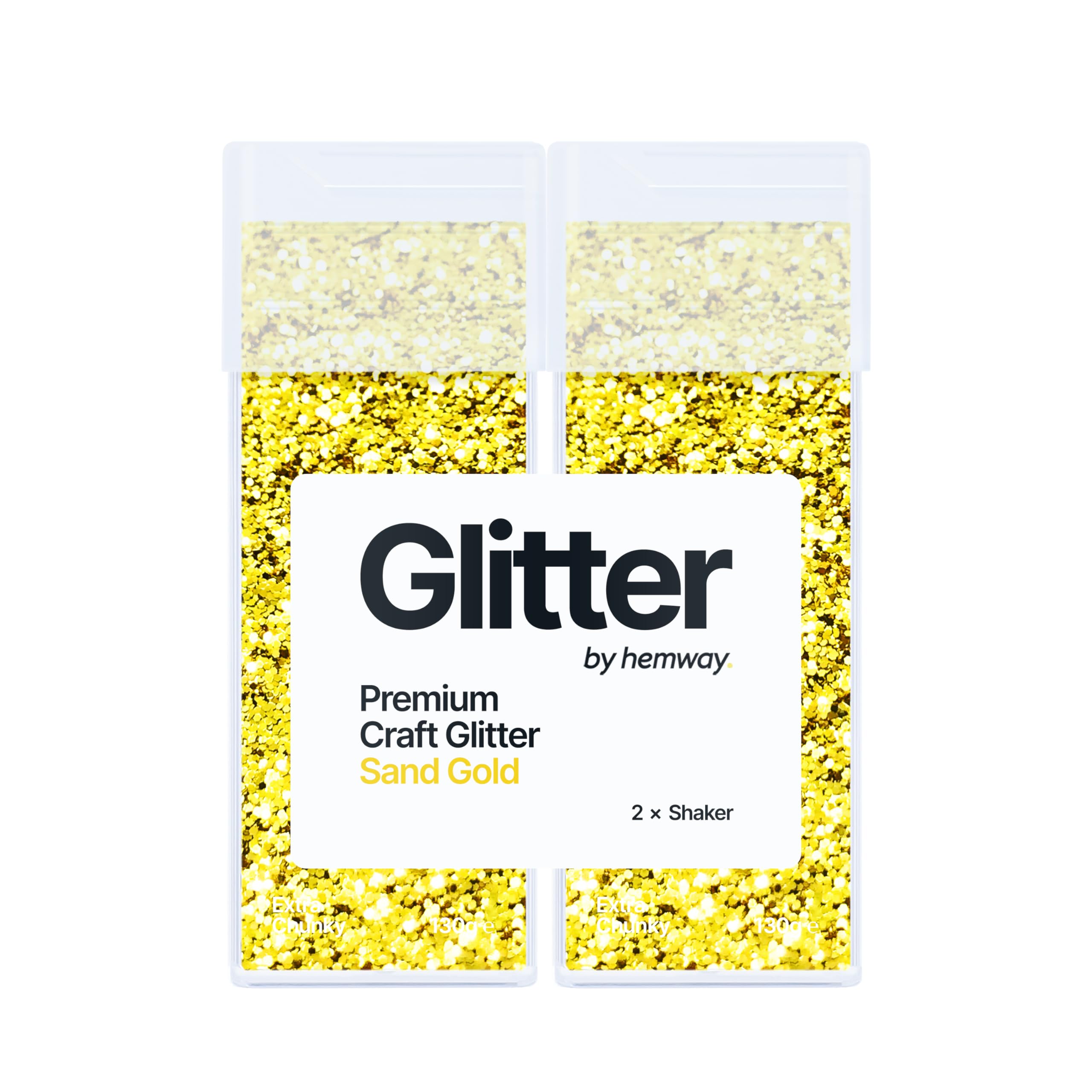 Hemway Glitter Shaker Sand Gold 130g x2 Pack Extra Chunky, Craft Glitter Shakers for Resin & Epoxy Crafts