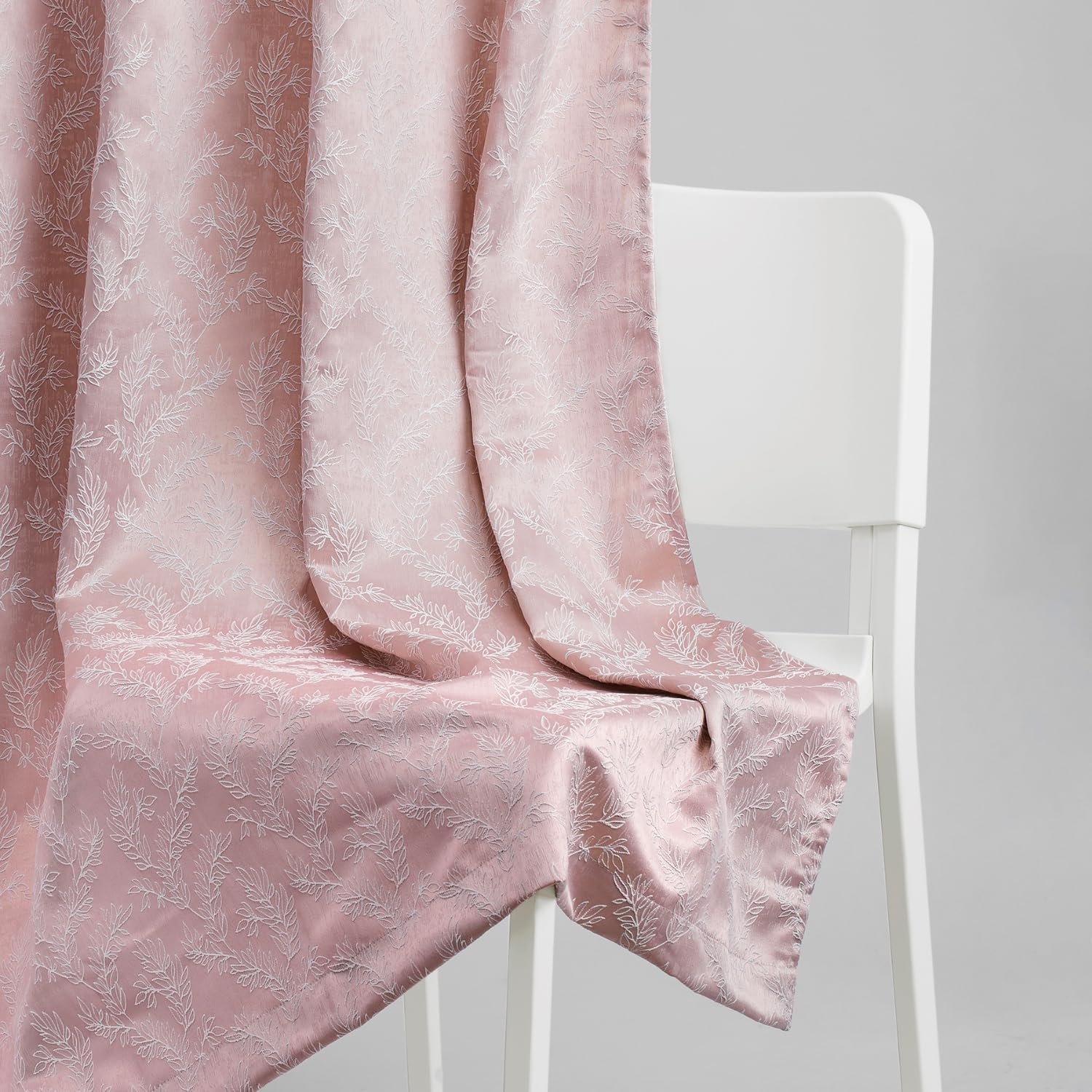 haus & kinder Whispering Willow Polyester Jacquard Door Curtains Pack of 2 Stainless Steel Eyelets, Pink Floral Nature Design, 250 GSM, 114 x 213 cm, 7 ft Curtains for Bedroom-image-44