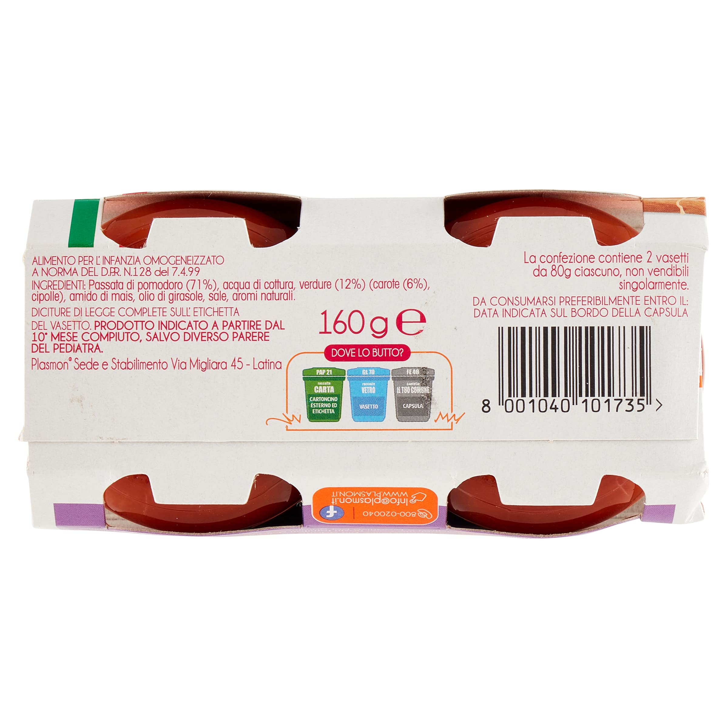 Plasmon Sughetto - Pomodoro e Verdure 2x80g (12 Confezioni)