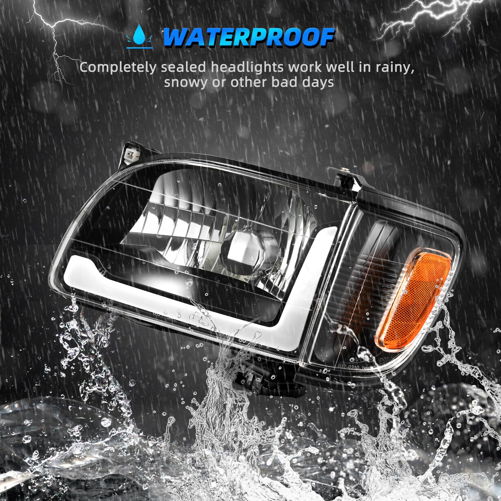 2001 Toyota Tacoma Led Headlights Pair Of Corner Marker Lights For 2001-2004 Toyota Tacoma – DOT/SAE, Halogen, With Bulbs Turn Signal Assembly - Foto 8