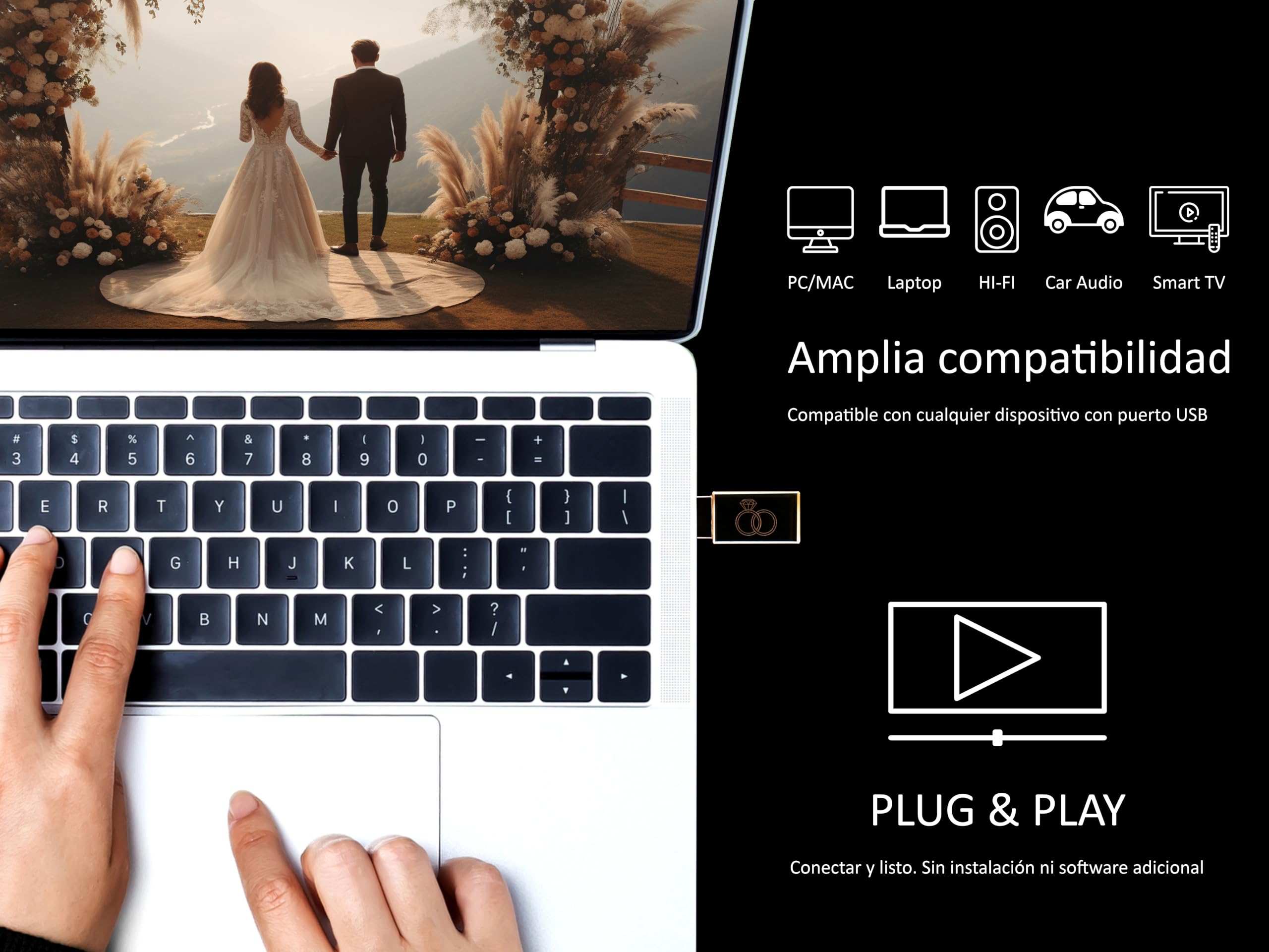 PENDRIVE 32 GB - Memoria USB 3.0 Premium - Pen Drive 32gb Madera- USB Boda - Memoria Externa Cristal - Pen Drive Regalo - Llave Personalizado - USB Memoria Flash - Pincho USB Stick 32gb