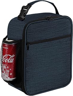 ZM-YOUTOO Insulated Reusable Lunch Bag for Men Women - Portable Waterproof Small Lunch Box with Pockets, 8.7x4.5x10.2in