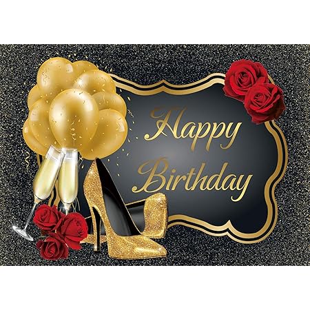 Daniu Glitter Or Joyeux Anniversaire Toile De Fond Rouge Rose Floral Or Ballons Talons Champagne Verre Fond Anniversaire Bal Party Decor Fete D Anniversaire Fournitures 7 X 5 Pieds Vinyle Amazon Fr High Tech