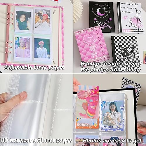 Miniatura 6 de SZHTSWU Carpeta A5 Kpop álbum de tarjetas de fotos con 20 fundas interiores de 3 pulgadas en hojas sueltas rellenables, 6 anillos, portatarjetas