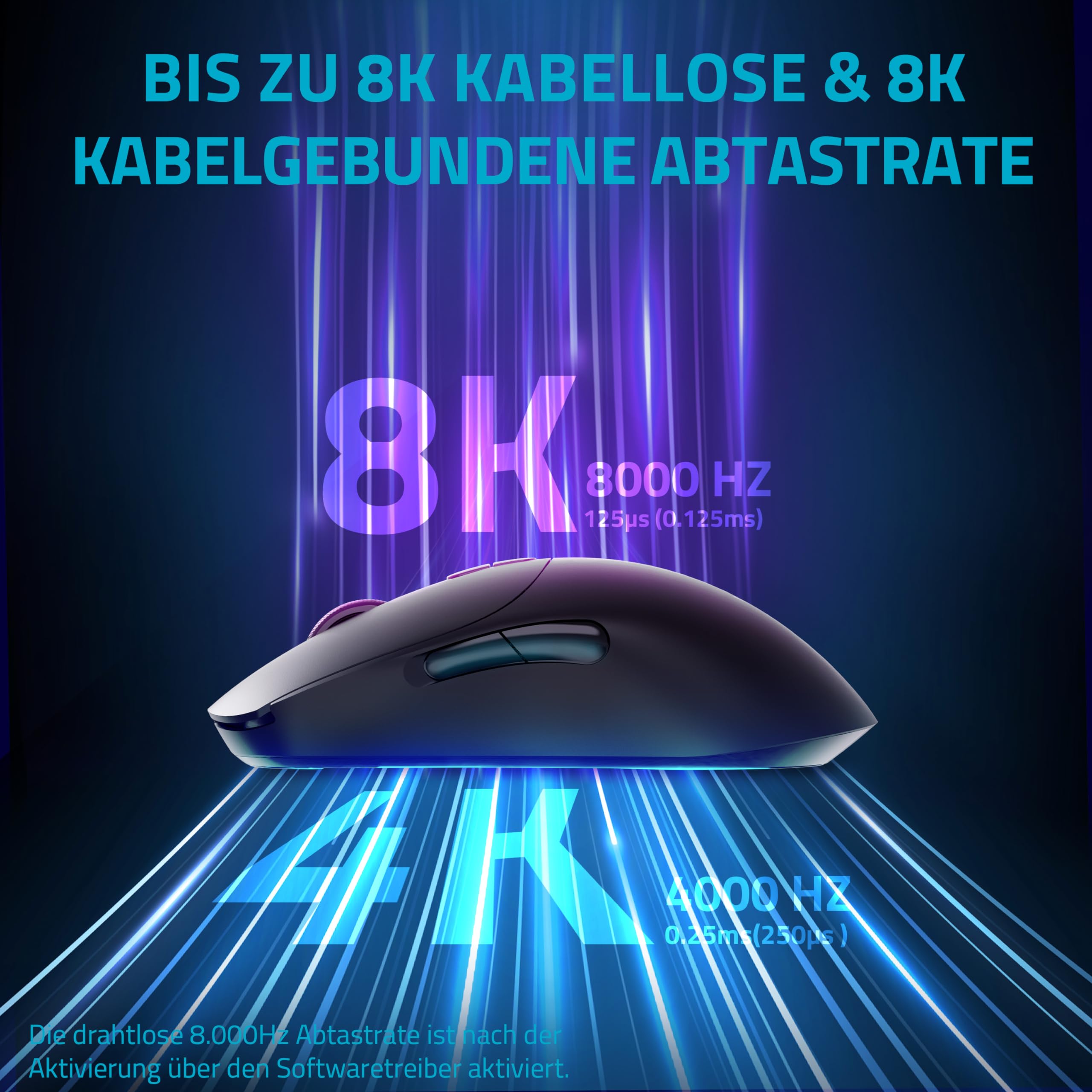 Rapoo V200PRO Souris de Jeu sans Fil Haute Performance 2,4 GHz avec capteur Optique 26000 DPI Accélération 50 G, 650 IPS, jusqu'à 160 h d'autonomie, PC/Mac - Noir