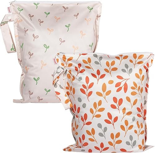 Miniatura 11 de HECCEI Bolsa para artículos húmedos y secos, paquete de 2 bolsas reutilizables impermeables para trajes de baño y ropa de bebé, bolsas húmedas de