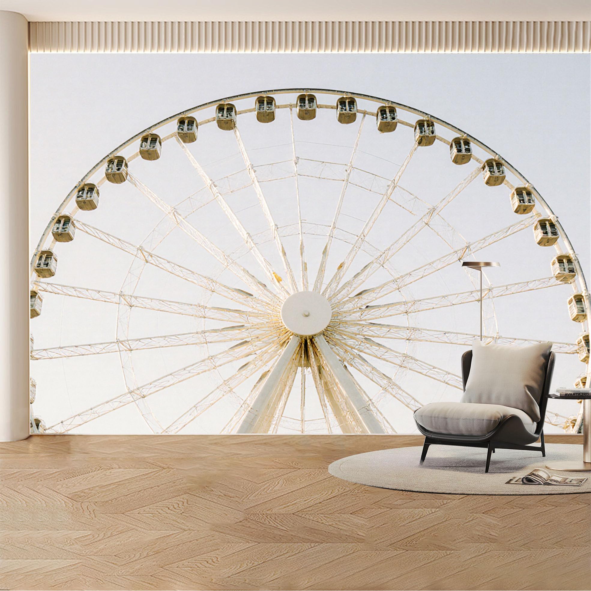 Kayorowalls Bh20260527699 Custom Wall Mural Wallpaper Ferris Wheel Landscape Modern 3D Effect Wall Decor Minimalist Removable Selfadhesive Large Photo For Living Room， Bedroom， Office