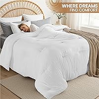 Vista 4 de Utopia Bedding Edredones, relleno de edredón para todas las estaciones, edredón alternativo de plumón con pestañas en las esquinas, lavable a Blanco