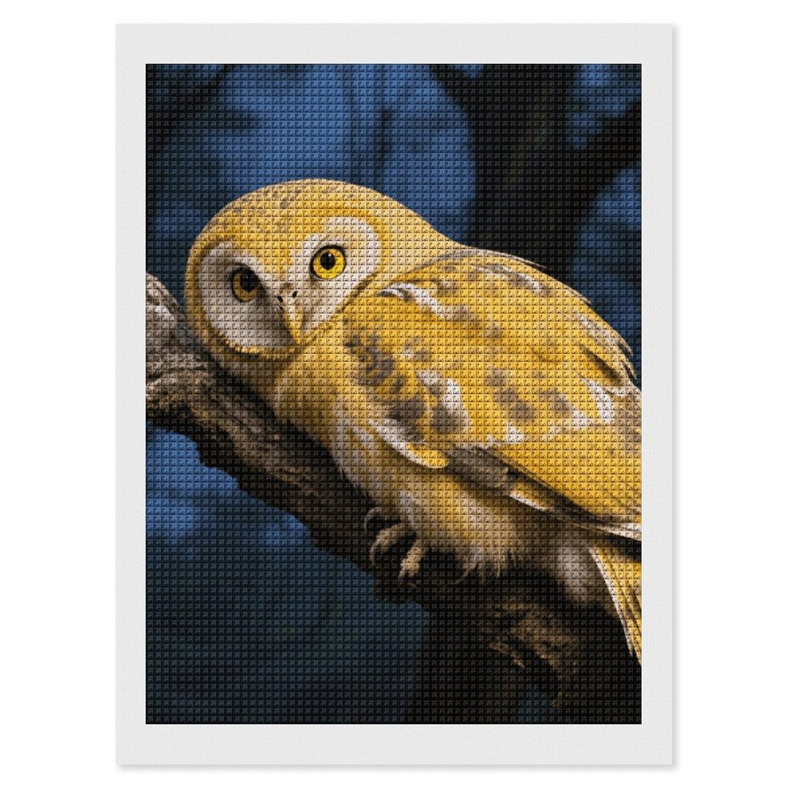 FodPand Yellow Snowy Owl 5D Diamond Painting Kits for Adults Beginners Full Drill Square Diamond Dots Pictures Gem Art Supplies for Home Wall Room Decoration DIY Craft Set Gift 12X16