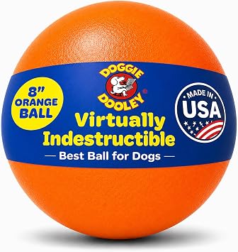 Doggie Dooley Virtually Indestructible Dog Ball - 8 Inch, Orange