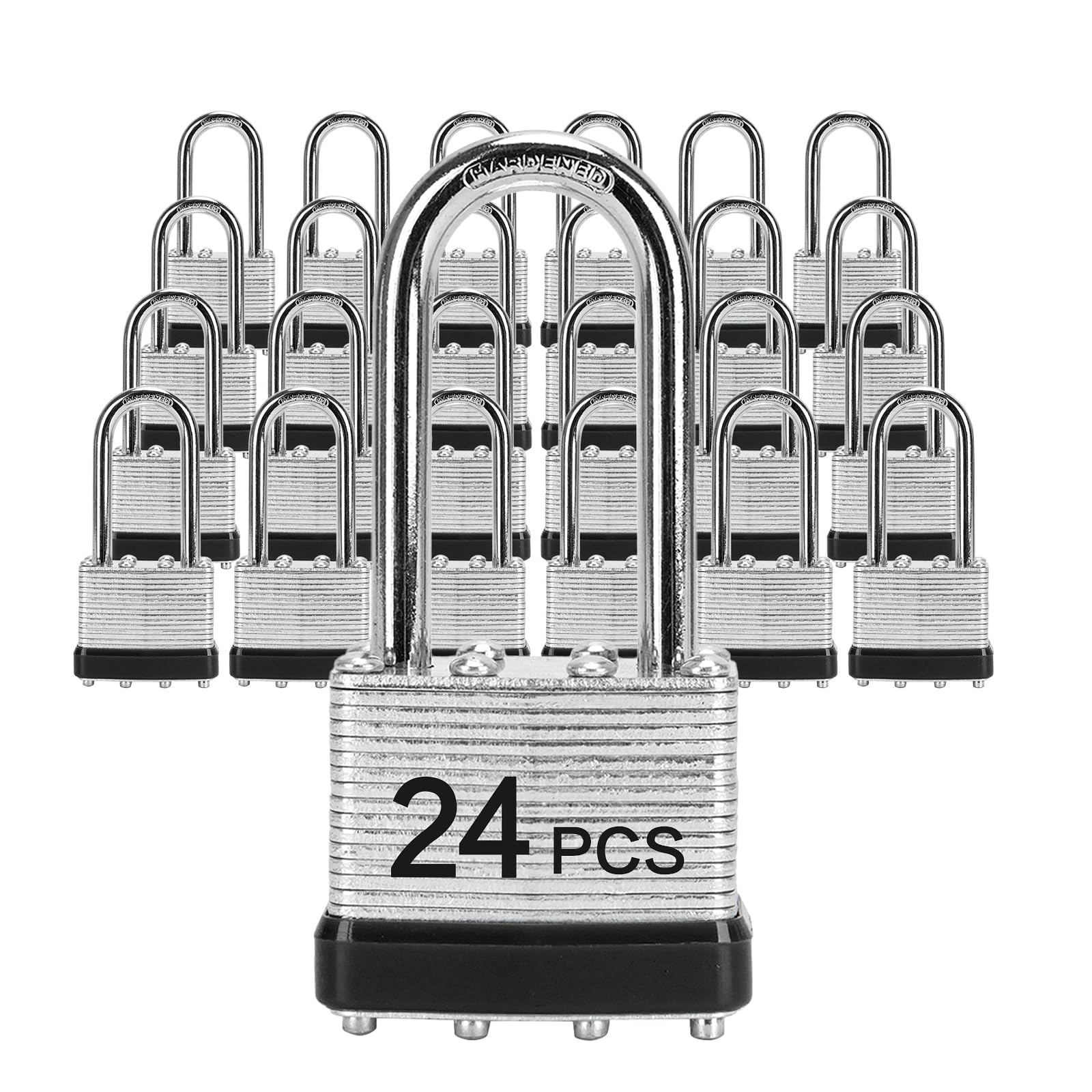 Padlocks with Same Key, LQYN 24 Pcs Laminated Steel Padlock (1-9/16", 40mm)