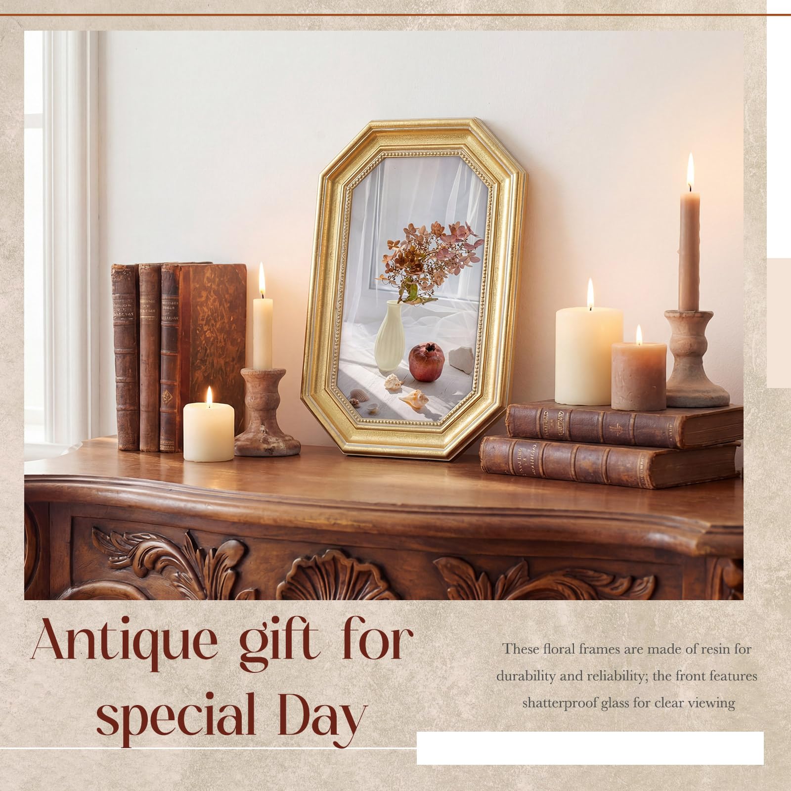Amazon.com - Wonderjune 7x9 Inch Vintage Gold Picture Frame