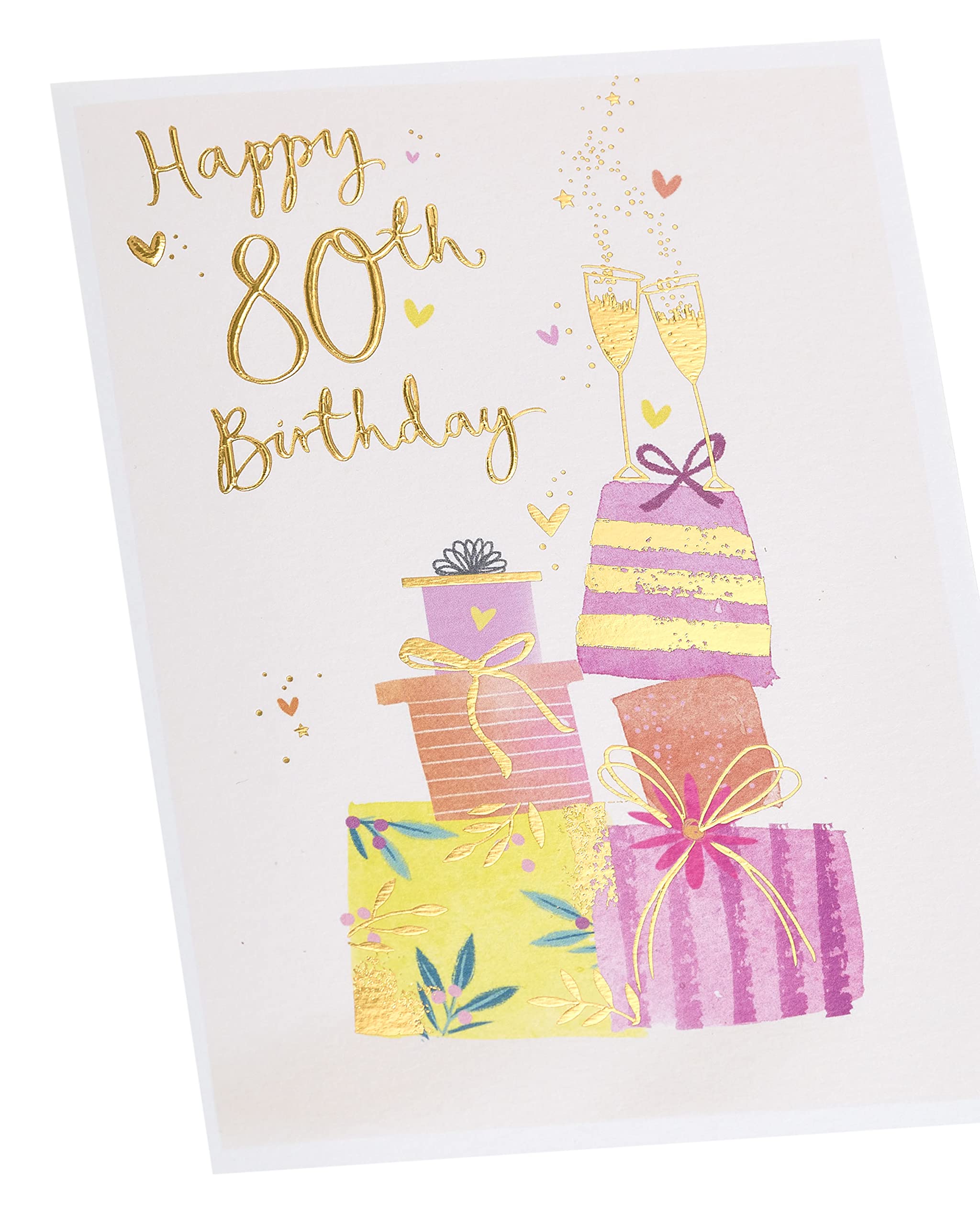 UK Greetings Biglietto Auguri 100° Compleanno Per Lei | Motivo Floreale Rosa Con Numeri Perlati | Formato 143x216 Mm Con Busta | FSC - 2