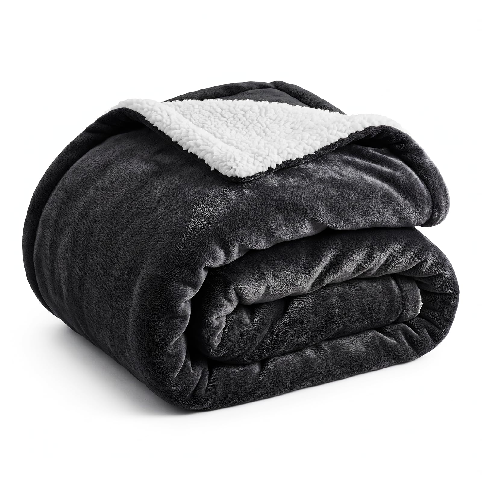 WOLTU Kuscheldecke flauschig, Sherpa Decke, 150x200 cm Anthrazit | Warme Fleecedecke, Sofadecke XL weiche Wohndecke für Couch und Sofa,