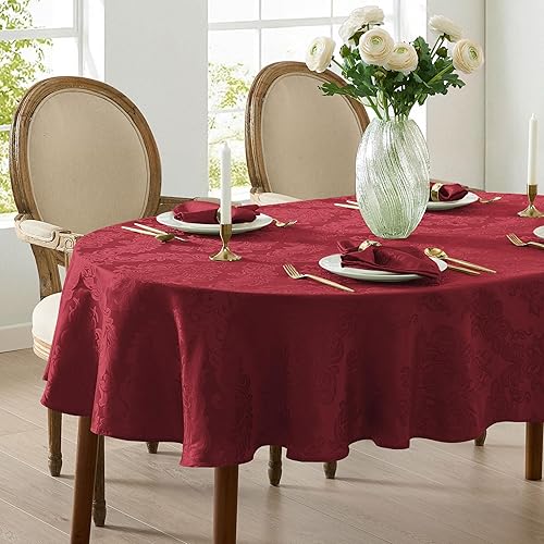 Vista 147 de Newbridge Barcelona - Manteles de tela de damasco, no planchables, antimanchas Borgoña