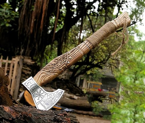 Miniatura 2 de Hacha vikinga Real - Hacha Lanzamiento División Viking Camping Batalla Campamento táctico Hachas y hachas Barbudos Combate de mano Real Hoja de
