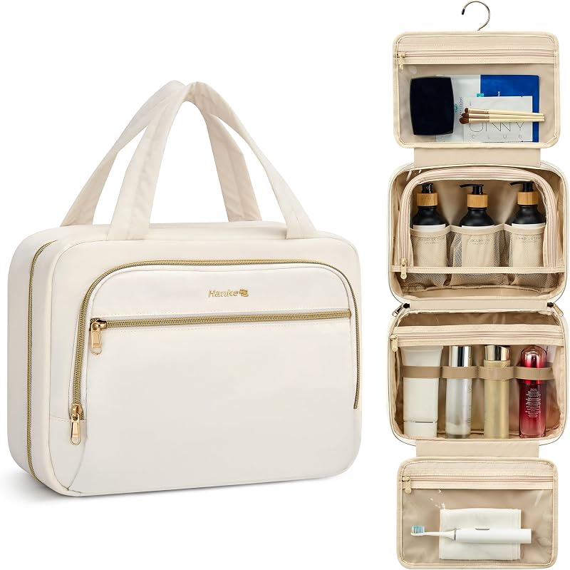 Necessaire de viagem suspensa Hanke com gancho, 7 compartimentos e alça para mala