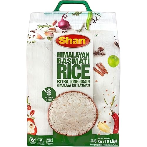 Shan - Arroz basmati del Himalaya premium, (10 libras) Basmati envejecido extra largo