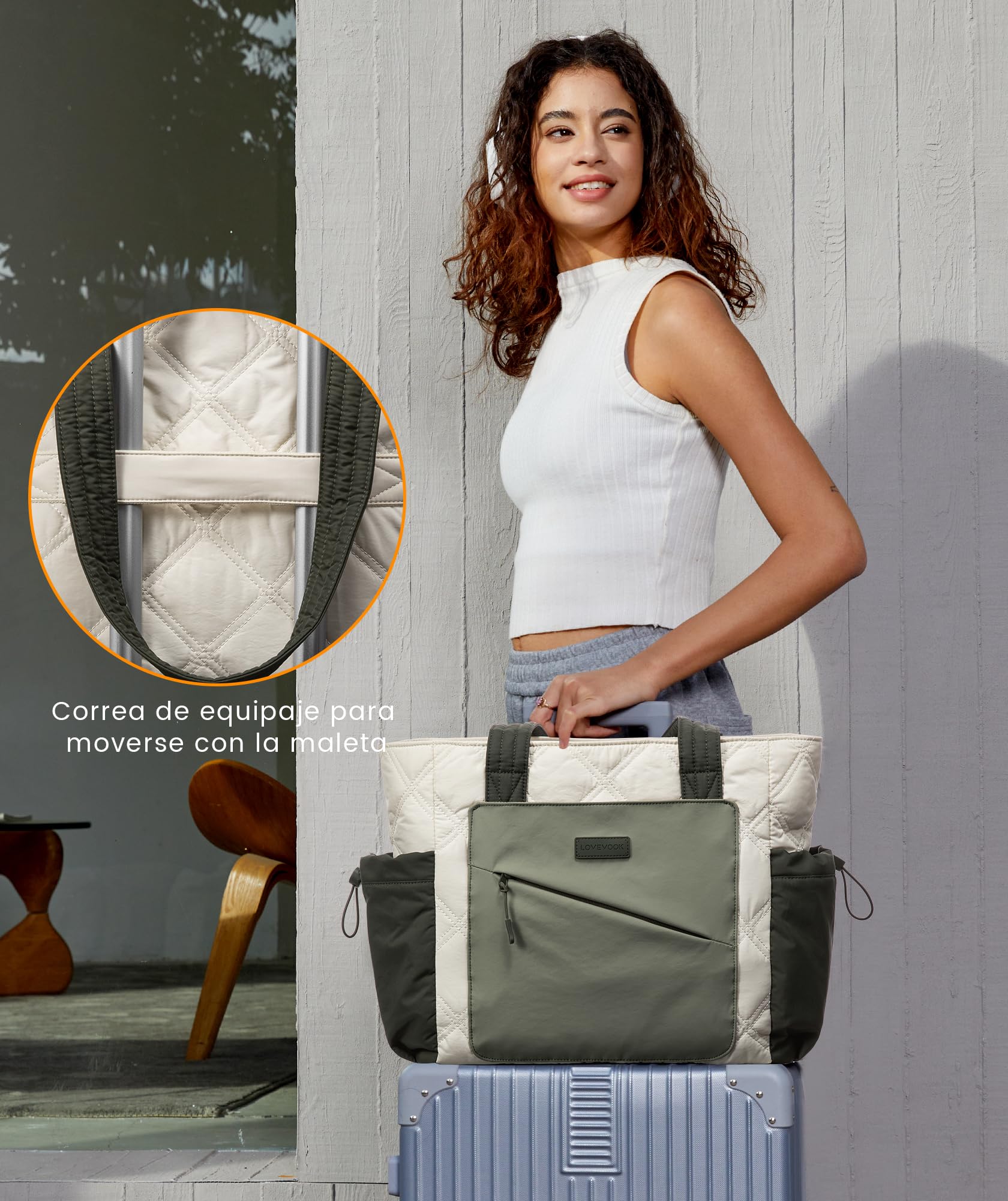 LOVEVOOK Bolso Mujer Grande Bolso Tote Mujer Portatil Trabajo Tote Bag Shopper para Universidad Viaje Oficina Trabajo Escuela