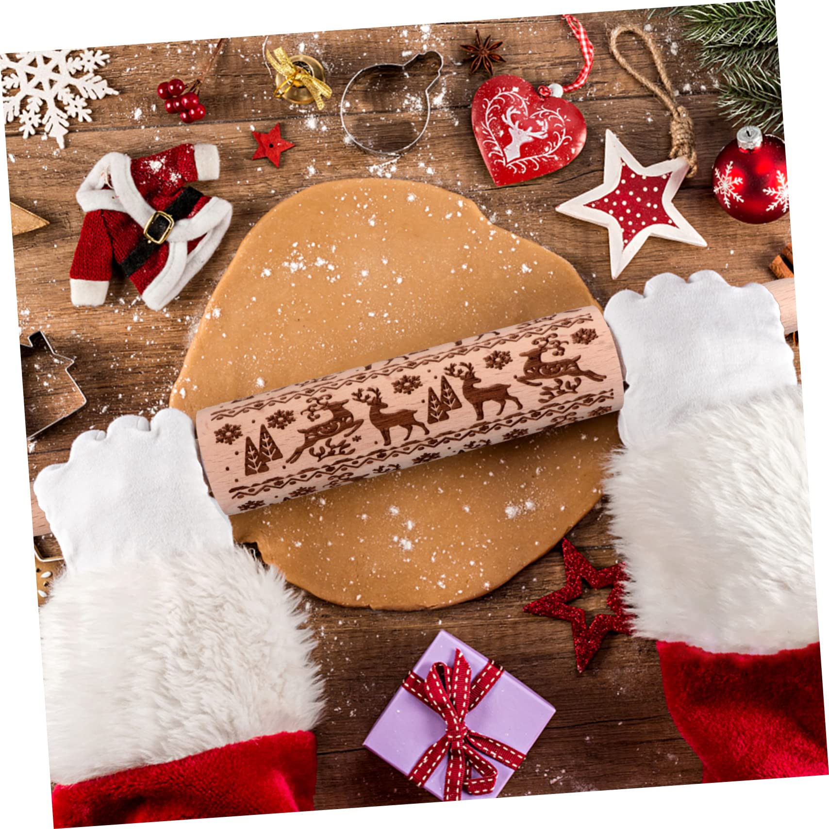 3piezas Rodillo De Cocina De Diseño Navideño Para Hornear Galletas y Pasteles Para