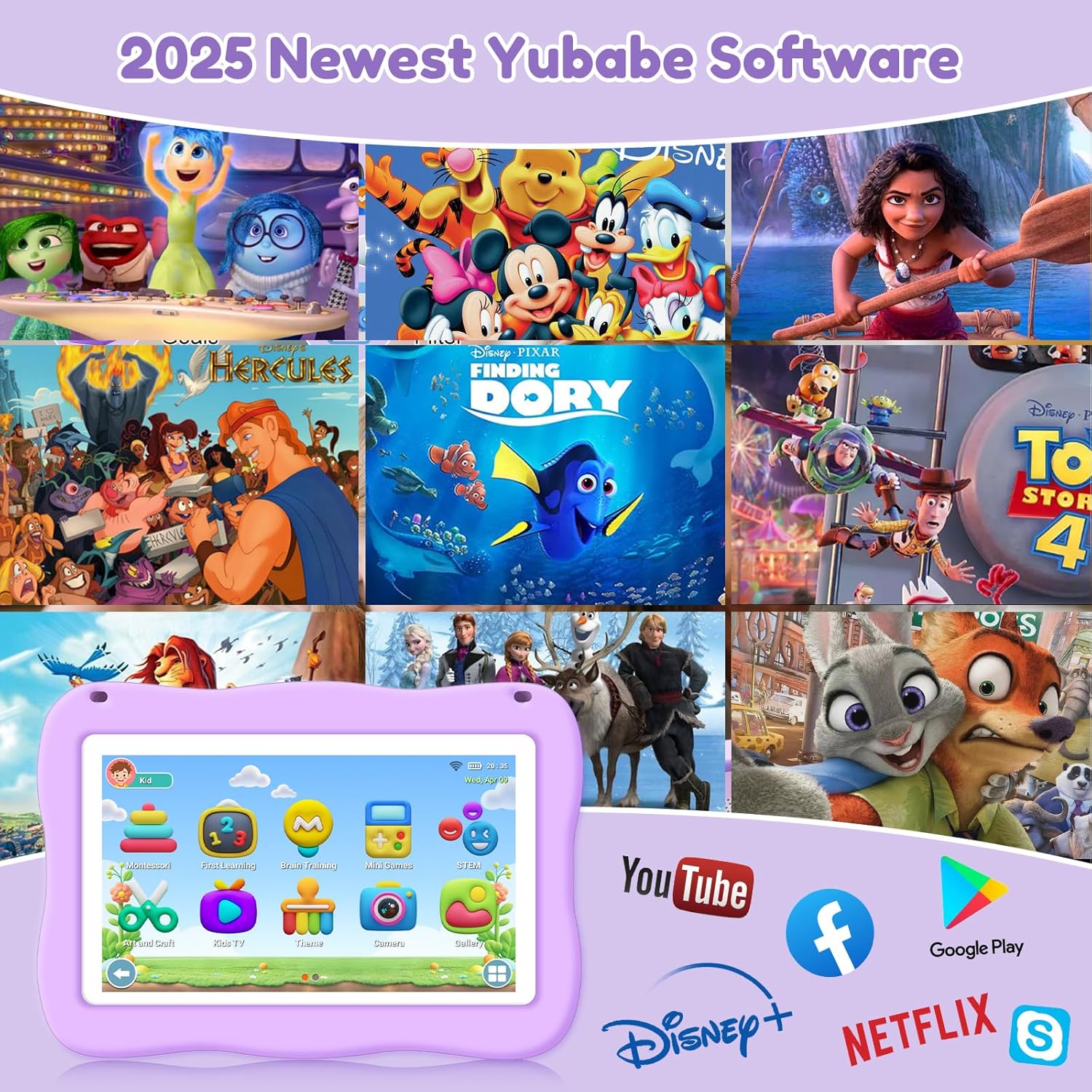 Kids Tablet 7IN Toddler Tablet for Kids, Children Tablets for Toddlers with Parental Controls, Camera, Shockproof Case, Kids Learning Apps Pre-installed Kid’s Educational Tablets for Boy Girl (purple)