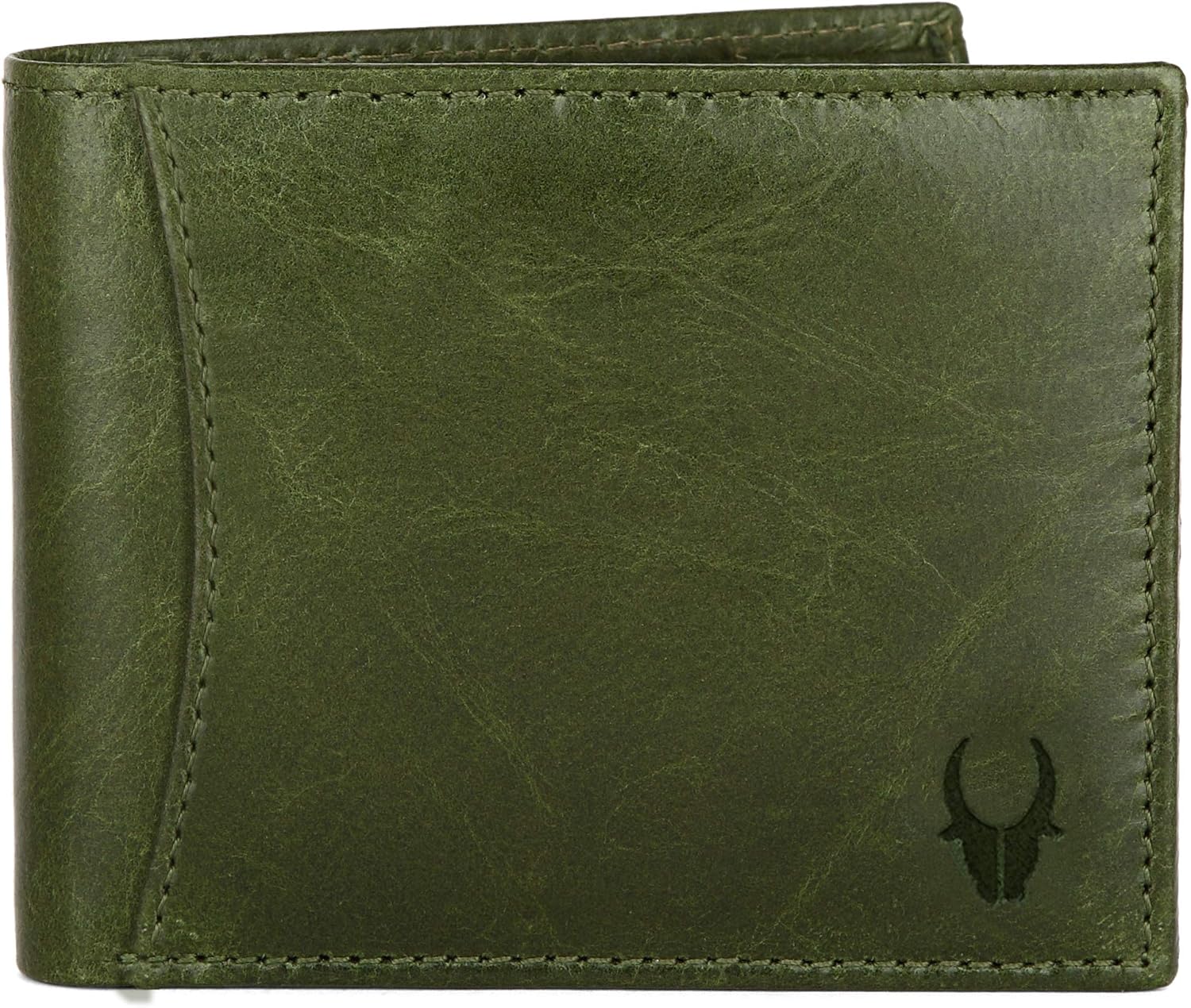 WildHorn Leather Men's Wallet (WH1173), GREEN CRUNCH, Classic