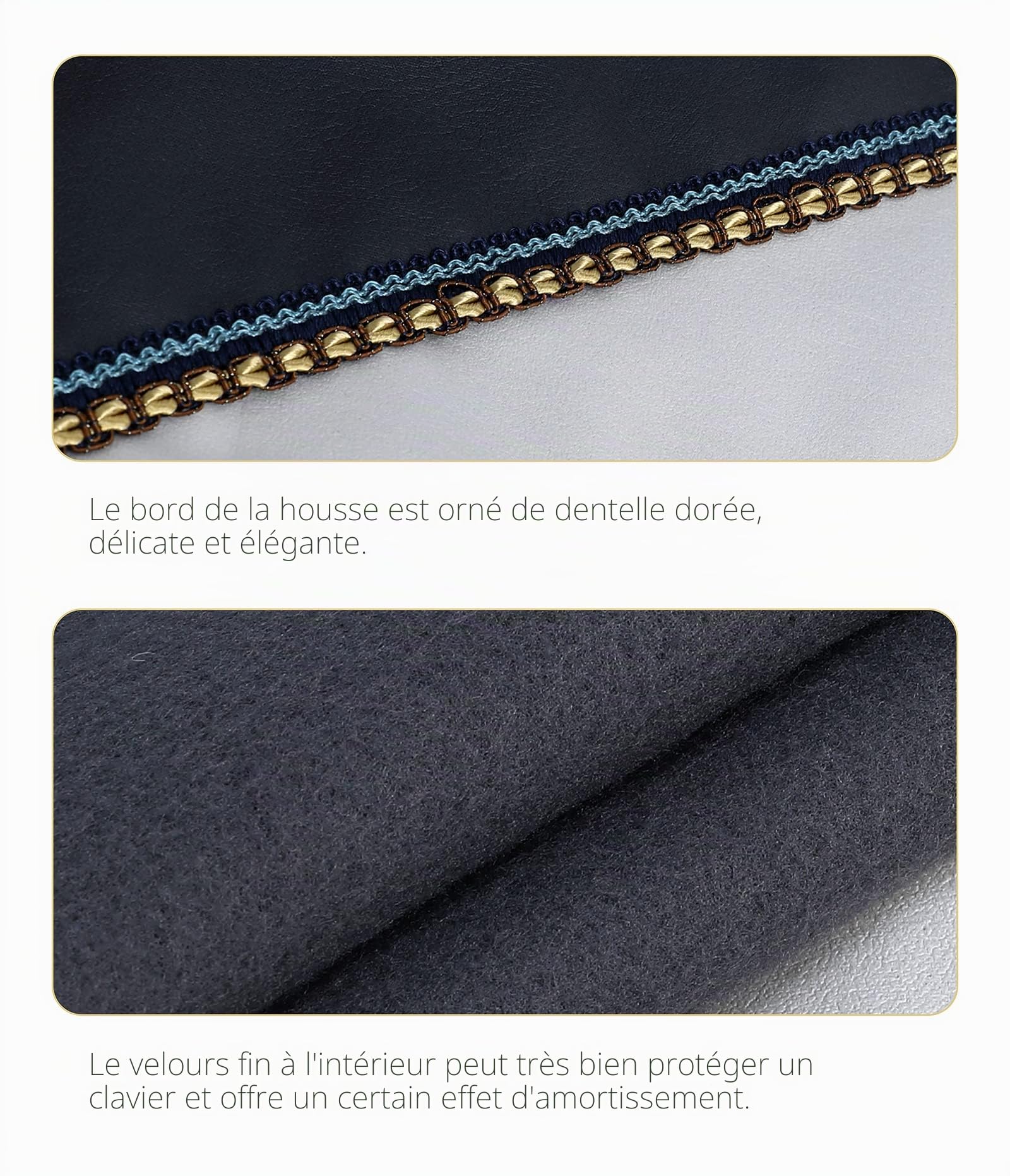 Housse anti-poussière pour clavier de piano avec ouverture de pupitre à fermeture éclair, housse anti-poussière compatible avec claviers de pianos numériques Yamaha P35 P45 P48 P71 P85 P95