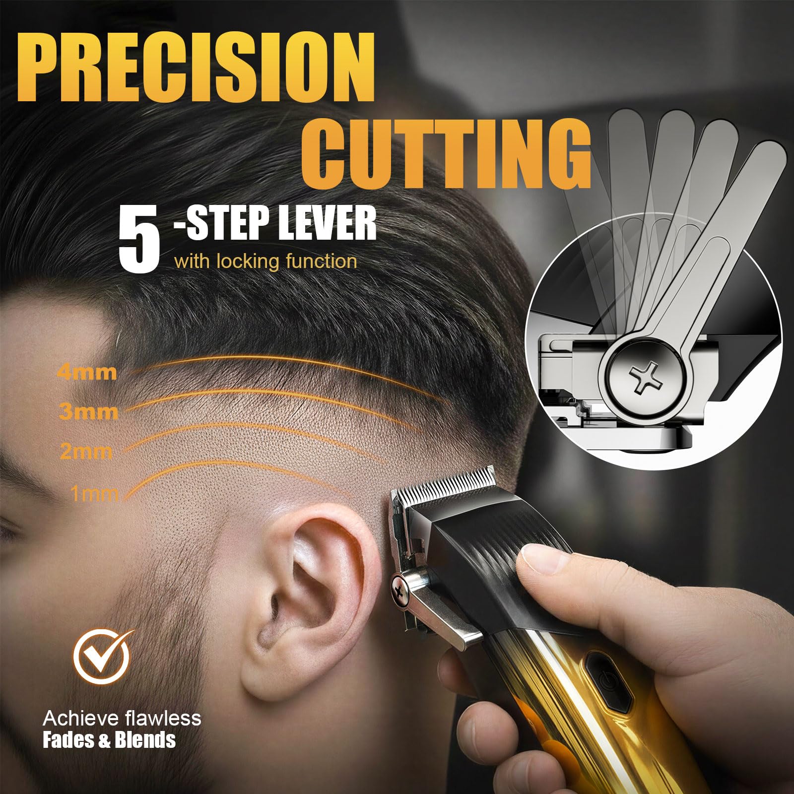 Professionelle Haarschneidemaschine, 4-in-1-Haarschneidemaschine für Herren, Bartschneider und wiederaufladbares Rasierer-Set, Metall-T-Klinge, LED-Display, Friseur-Haarschneide-Set für Männer