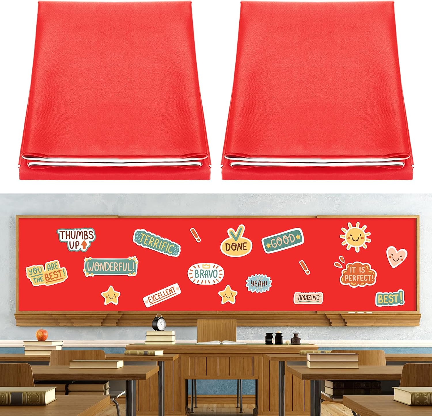 Mindsoft 2 Pack Bulletin Board Fabric 48 '' x 107 '' Class Fabric for Classroom Bulletin Board Background Decor,Pillows Curtains Crafts Back to School Classroom Decor Supplies (Blue)