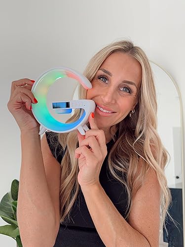 Miniatura 7 de Waveloop - Reloj despertador con altavoz para dormitorios con carga inalámbrica y altavoz Bluetooth G, lámpara de noche RGB con luz de despertador,