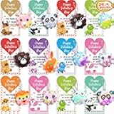 Qinline 24 Pack Valentines Gifts for Kids - 3D Jungle Animal Pop Fidget Toy with Gift Cards for Kid Boys Girls, Valentines Party Favors School Classroom Gifts Prizes Exchange Goodie Bag Basket Stuffer