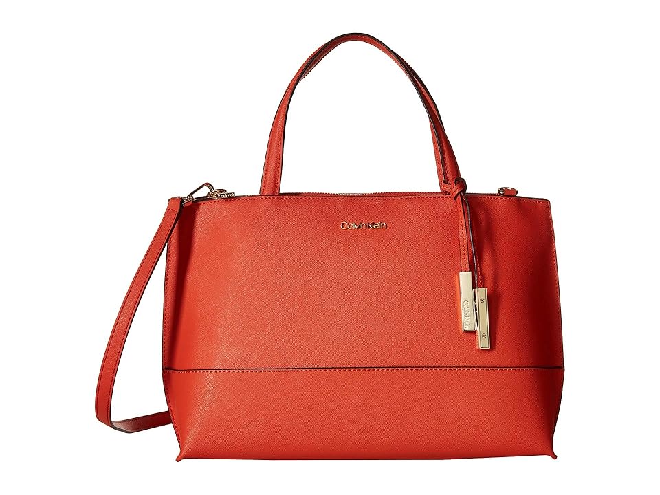 

Calvin Klein Saffiano Leather Satchel (Sunset) Satchel Handbags, Multi