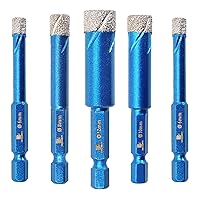 Vista 1 de Juego de 5 brocas para sierra de diamante, 1/4 5/16 3/8 1/2 pulgadas para baldosas de porcelana, piedra de cerámica, granito de mármol, taladro