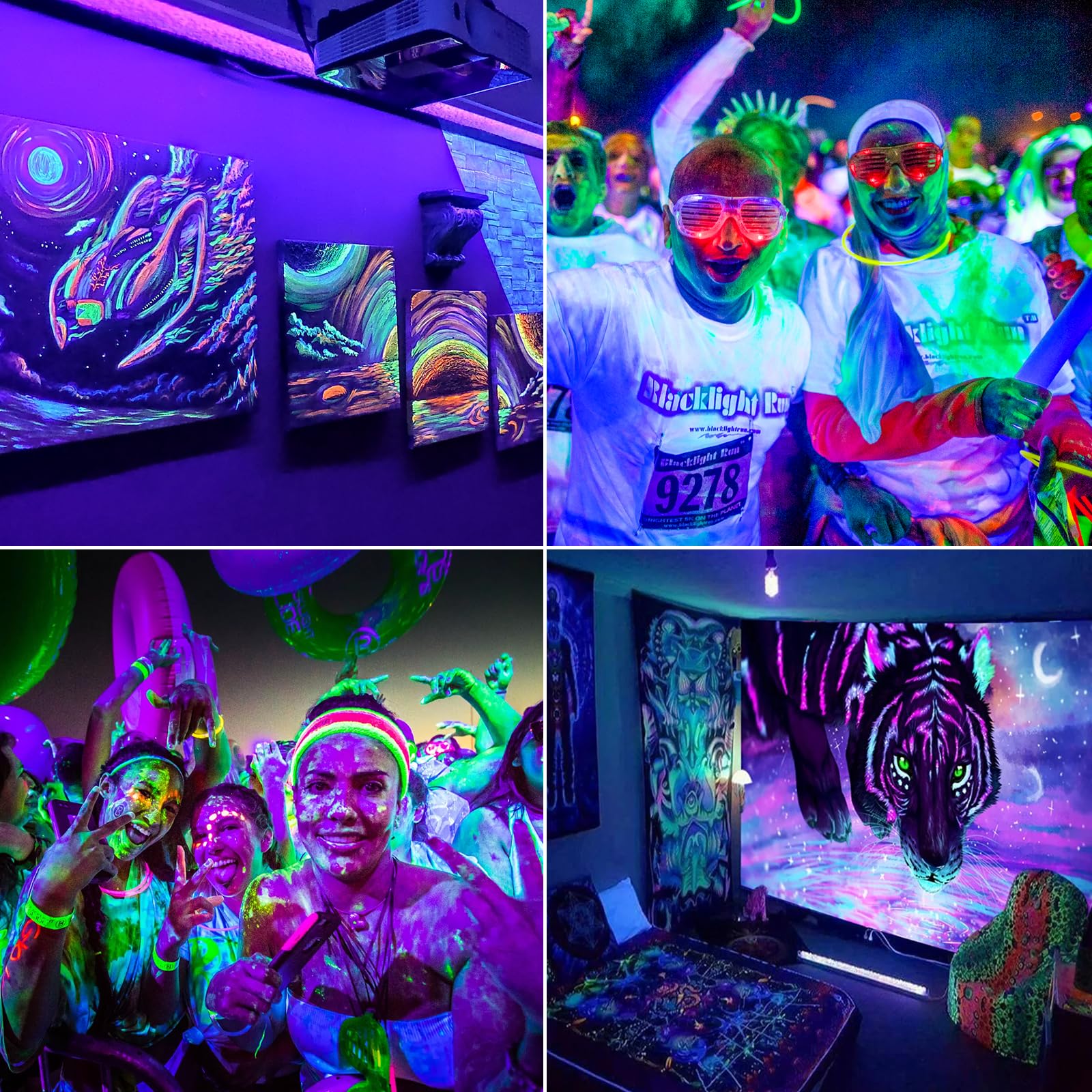 Stufenlos Dimmbares Schwarzlicht Strahler 200W LED UV Schwarzlichtlampe IP66 Wasserdicht Fluoreszenz Blacklight Schwarzlicht Fluter Für Partylichter Halloween Beleuchtung Deko (2 Stück)