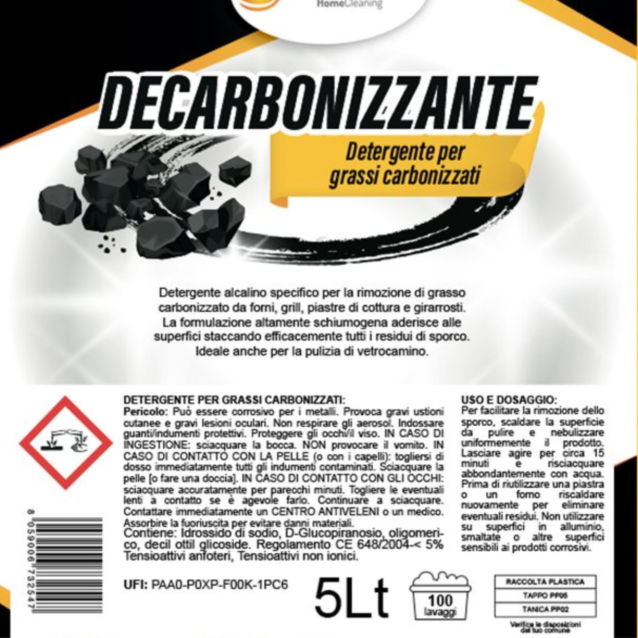 Decarbonizzante 5 Litri Detergente per Grassi Carbonizzati Sgrassatore per la Rimozione di Grasso Carbonizzato
