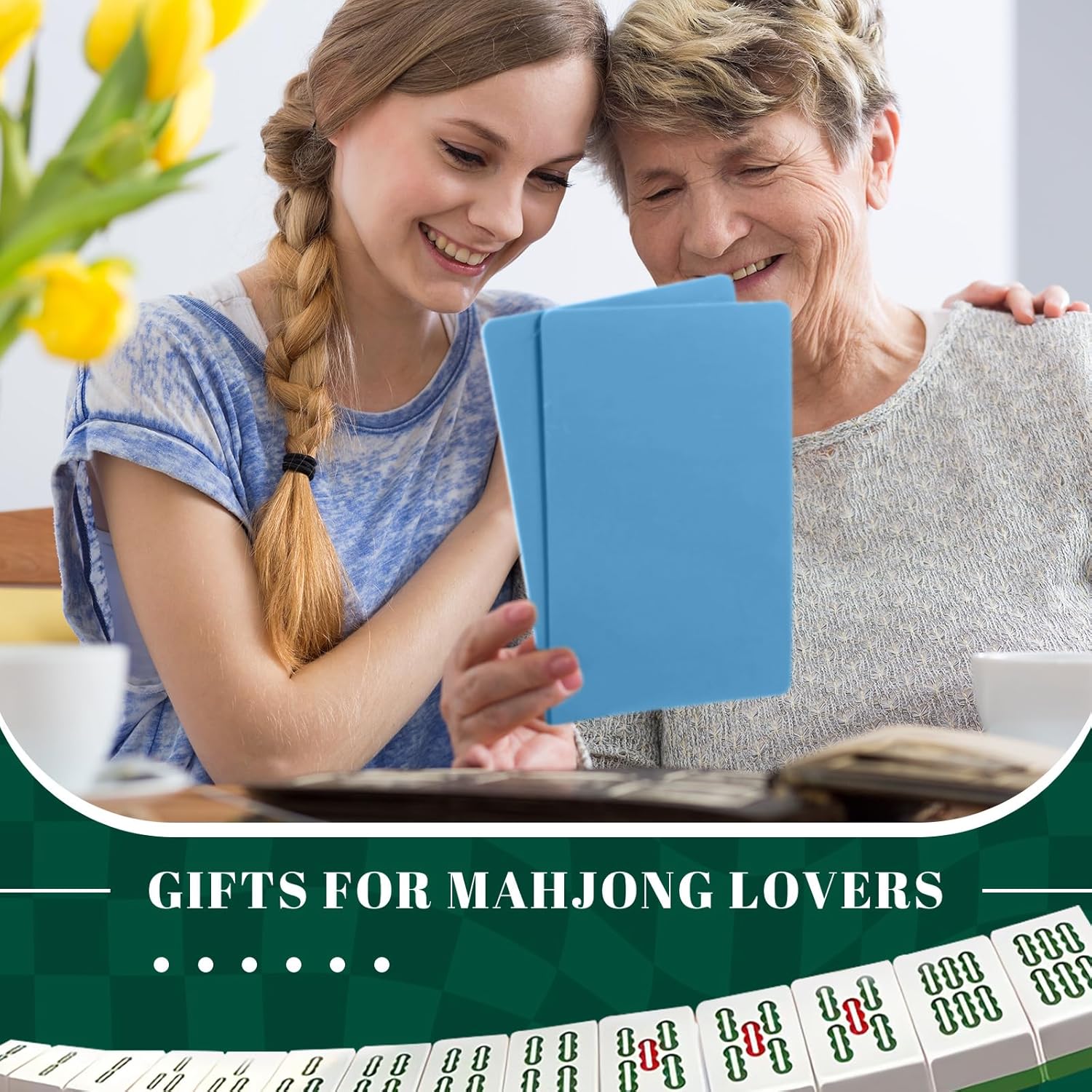 Seenelling 4 Pcs Mahjong Tile Mixer Shuffler for Mixing and Shuffling Tiles Plastic Game Accessories Gifts for Mahjong Lovers Playing Game (Light Blue)