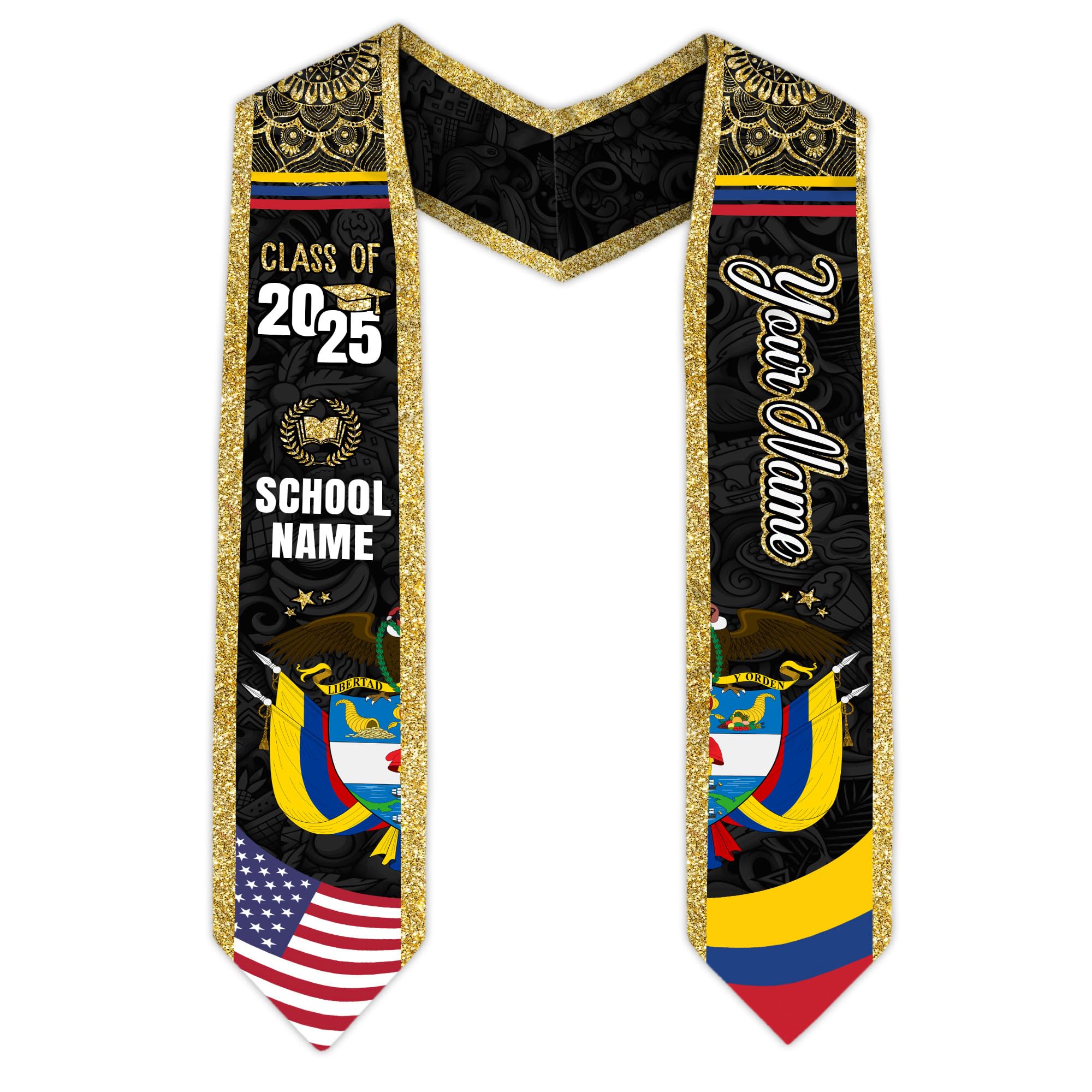 MonkeyVan Colombians Graduation Sash, Custom Colombians American Flag Graduation Sash 2025, Colombia Graduation Stole Style 6