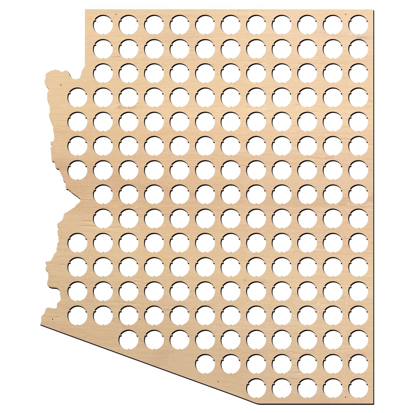 Arizona Beer Cap Map - 19.4x23 inches - 173 caps - Beer Cap Holder Arizona - Birch Plywood