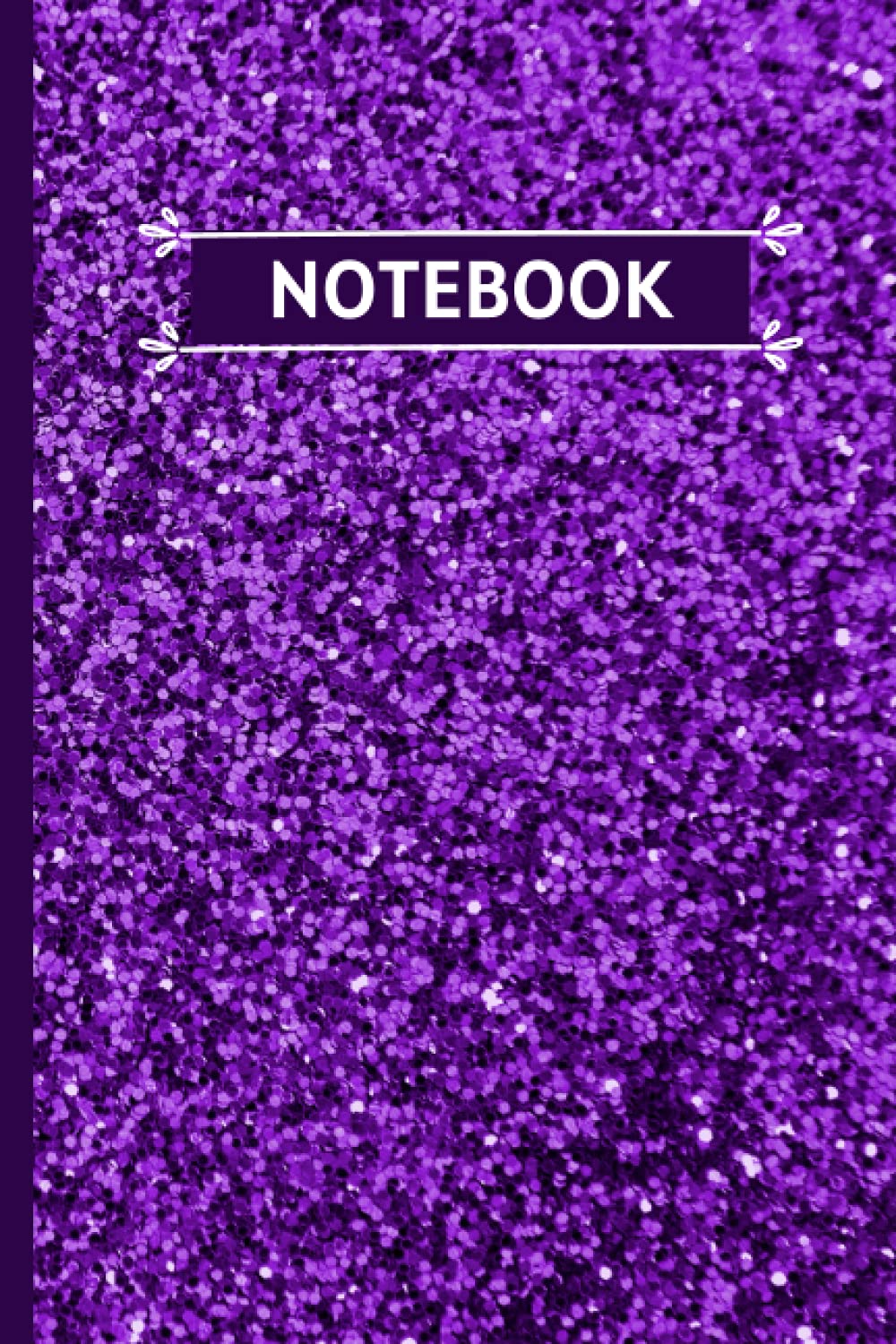 Purple Glitter Notebook/Journal, Lined Paper, 120 Pages, 6x9 Inches