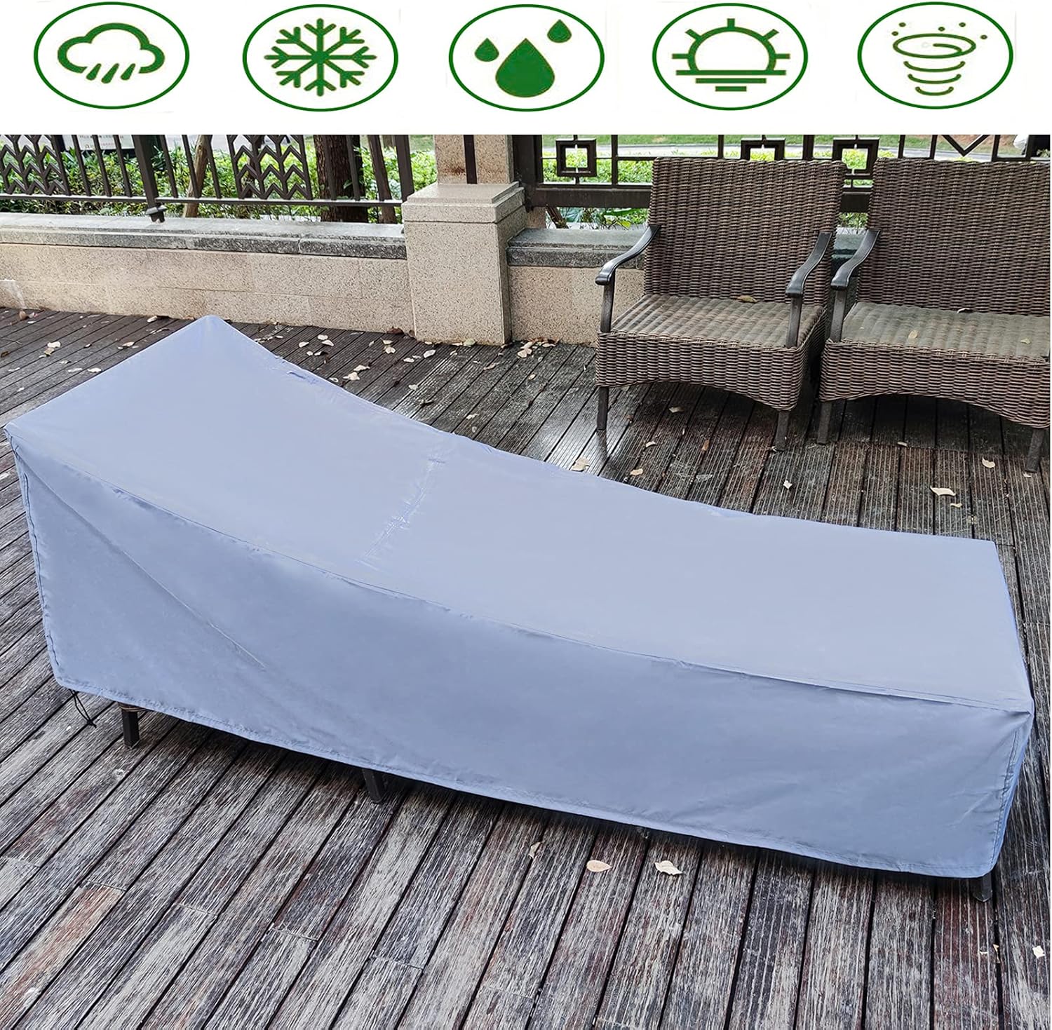 FUCNEN Waterproof Sun Lounger Covers 420D Oxford Garden Loungers Cover