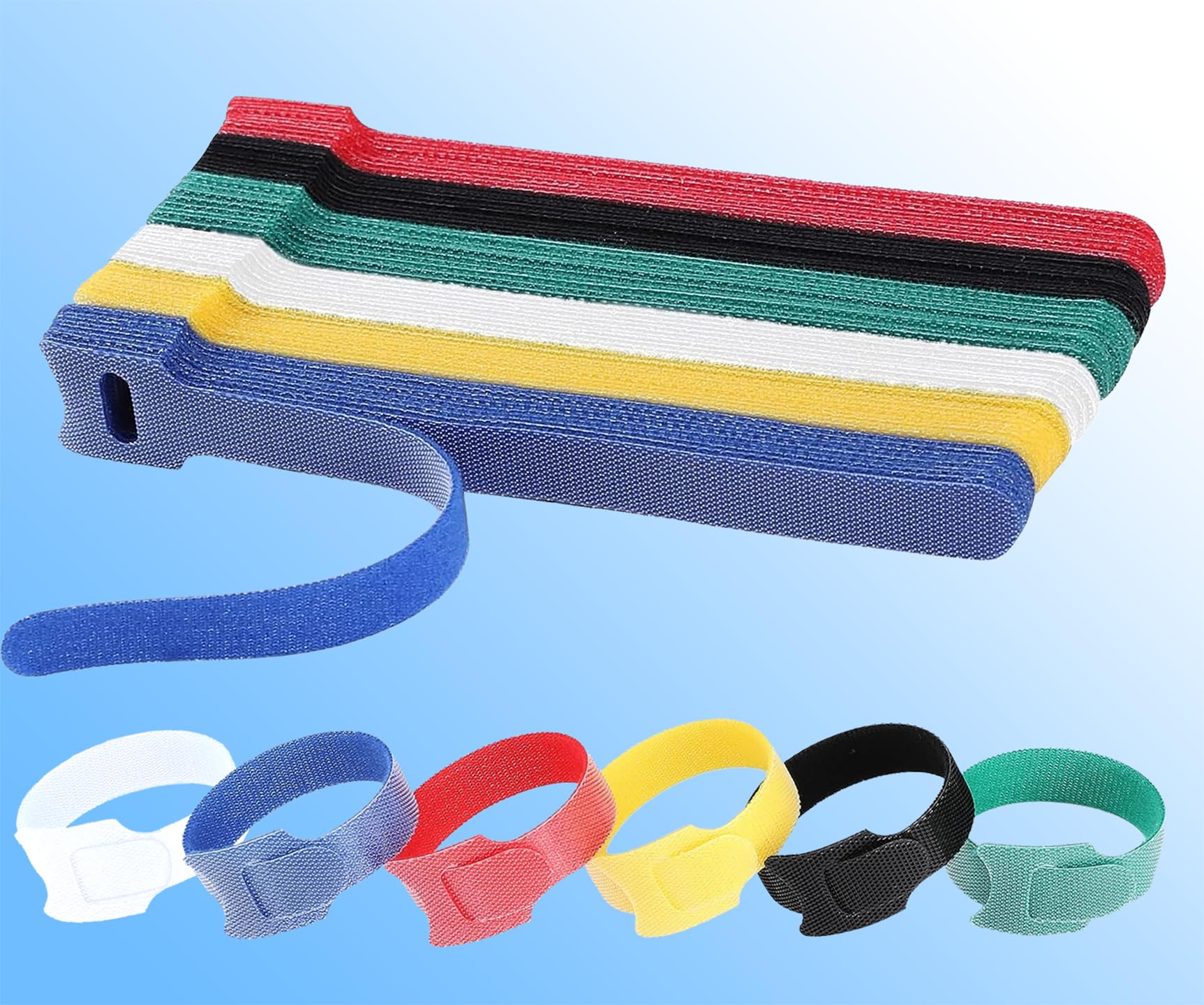 California JOS 60 bridas reutilizables coloridas de 6 pulgadas, bridas de alambre, organizador de cables, organizador de cables, gestión de cables ajustable