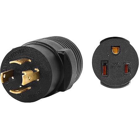 Amazon Com Onetak Nema L14 30p 6 50r Compact 240v 30 Amp Twist Lock 4 Prong Male Plug To 3 Prong Female Receptacle Generator Welder Dryer Ev Charger Power Cord Adapter Connector Tools