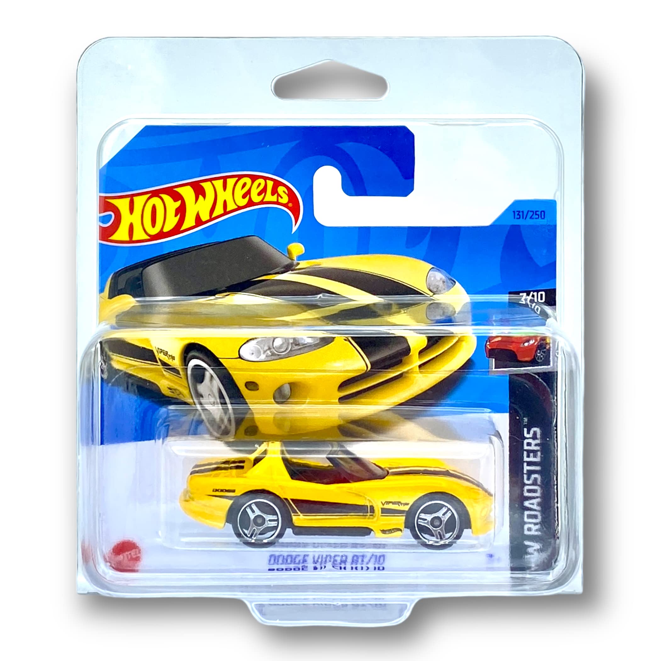 Hot Wheels Dodge Viper RT/10 (Yellow) 7/10 HW Roadsters 2023-131/250 (Short Card) *** COMES IN A KLAS CAR KEEPER PROTECTIVE COLLECTORS CASE *** HKH43