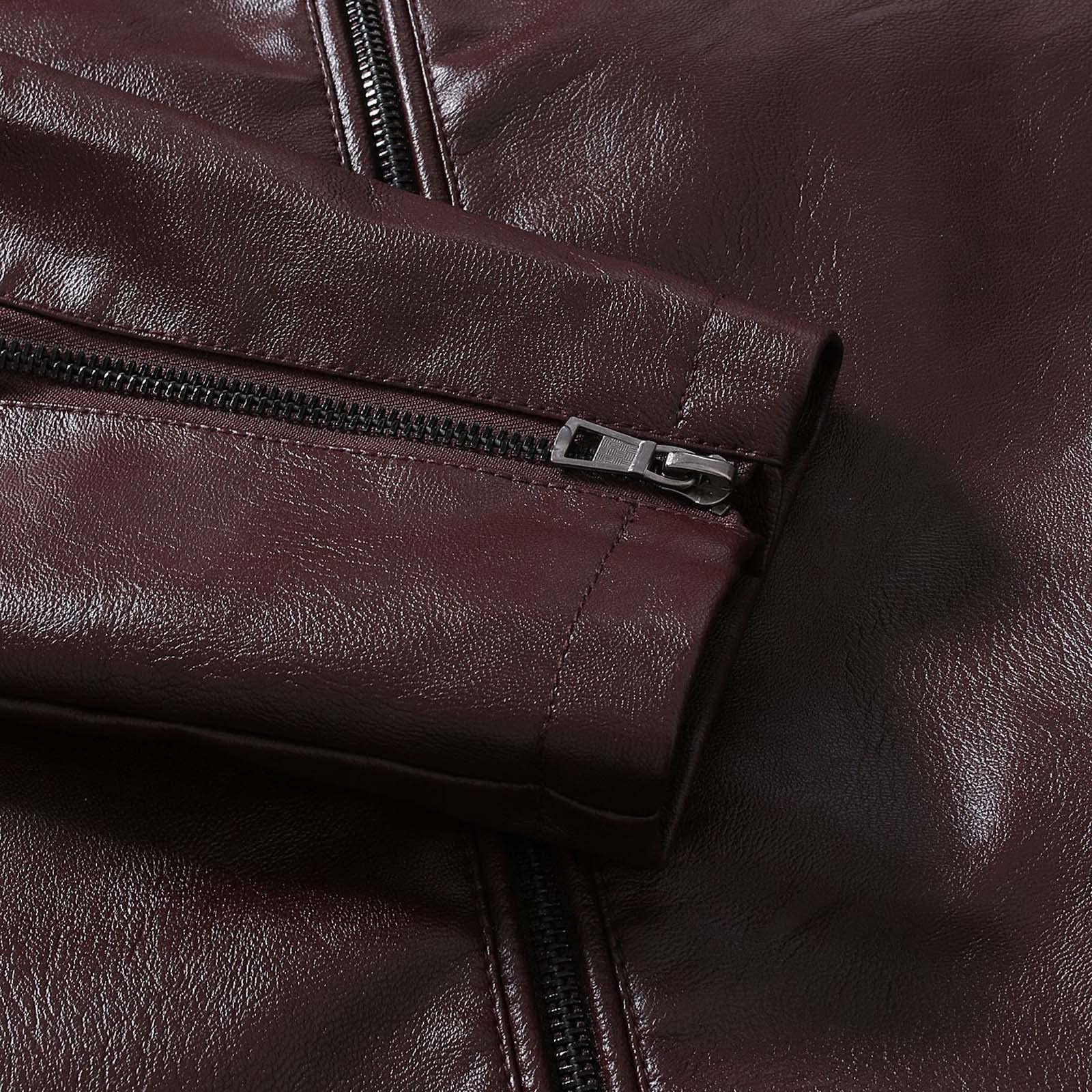 Blazer Giacca da uomo con colletto alto e maniche lunghe monopetto tuta autunno inverno abito da lavoro formale vita ritirata tunica camicetta per uomo M 5XL, vino in pelle, M