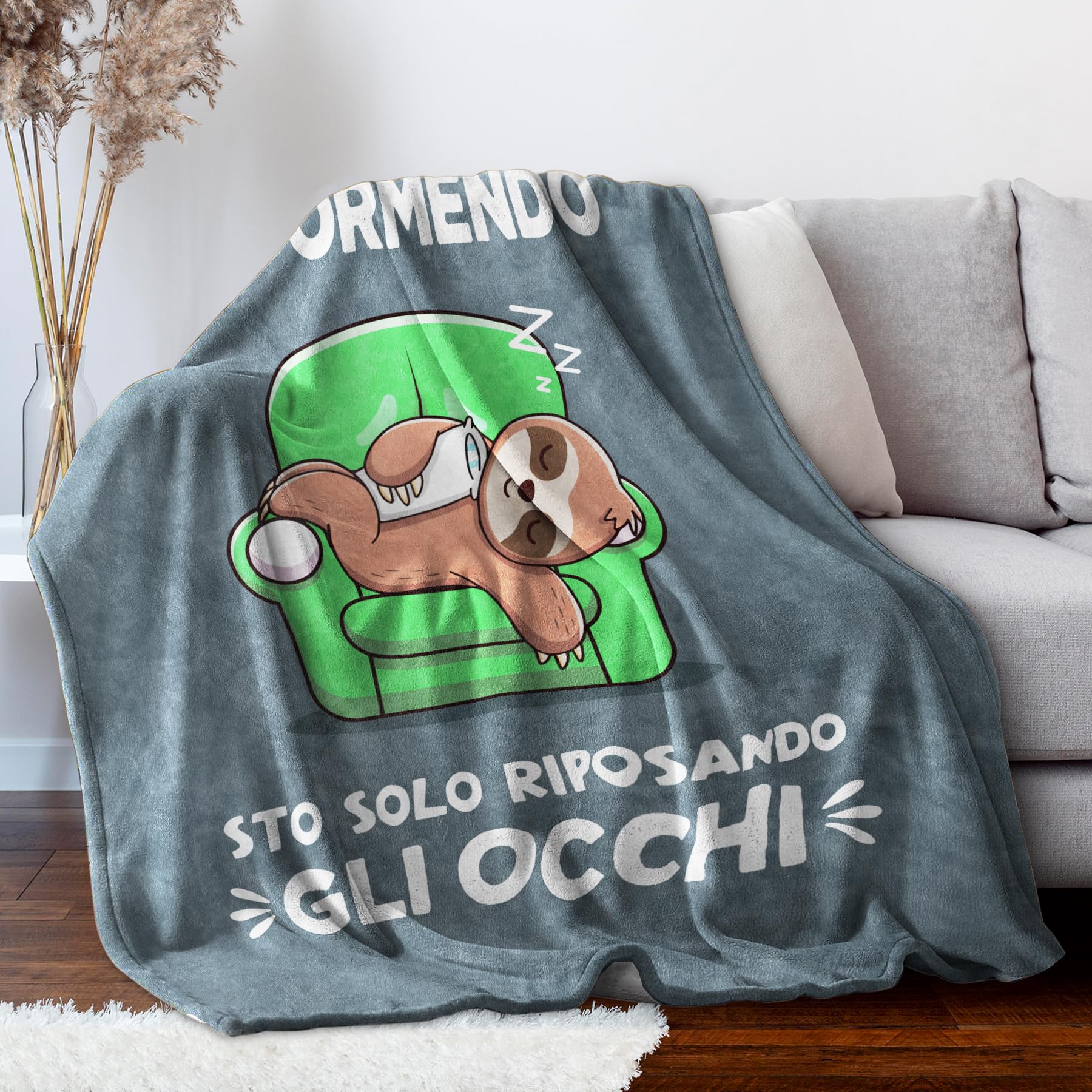 Niyewsor Regalos per Uomo Coperta, Regalo Uomo Compleanno, Festa del Papà Regali per Lui, Nonno, Papà, Marito, Zio, Fidanzato, Bradipo Flanella Coperta 130 x 150cm