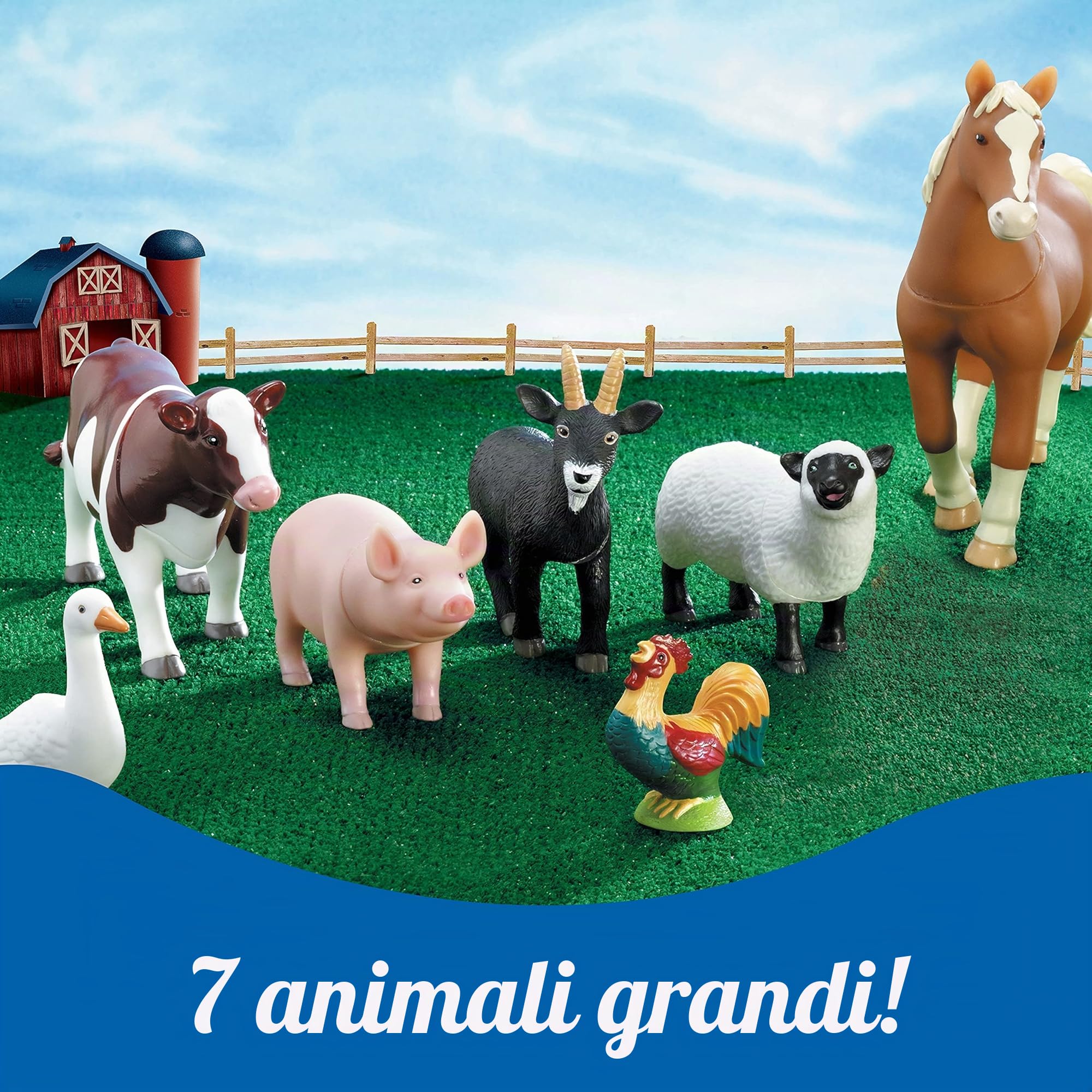 Learning Resources Animali della Fattoria Jumbo, Dai 18 Mesi, Set da 7 Animali in Plastica Resistente, Ideali per Giochi Immaginativi e Attività Montessori