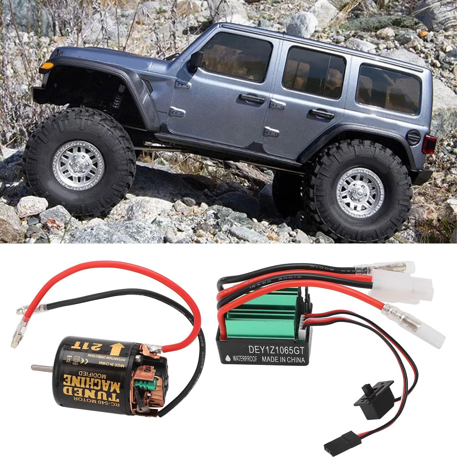 VBESTLIFE Brushed Motor ESC Combo, Brushed Motor ESC Combo mit 540 21T Brushed Motor 65A Wasserdicht Green Brushed ESC RC Car Complete Motors Elektromotoren & Teile