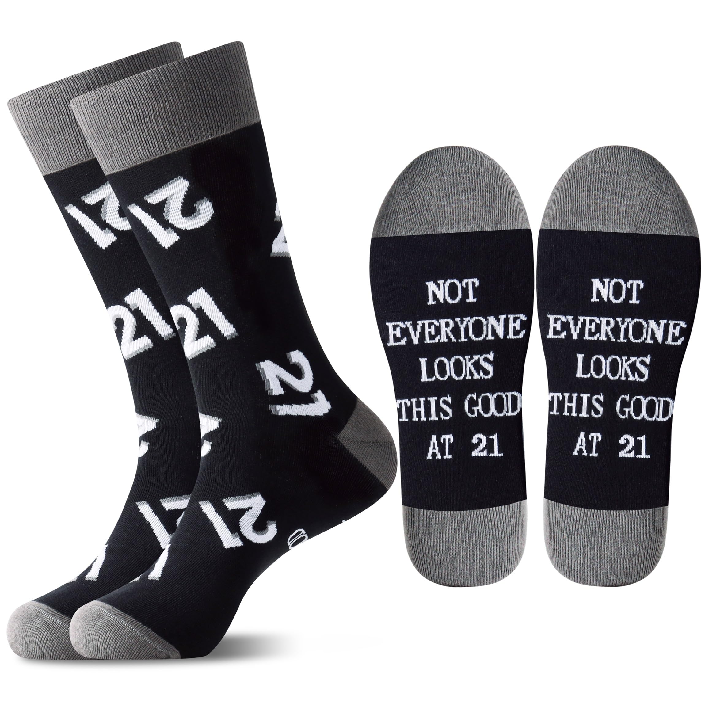 Jeasona 30th 40th 50th 60th 70th Birthday Gifts for Men Black Crew Cotton Socks